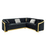 L Shaped Chesterfield Sectional Sofa With Stainless Steel Accents
