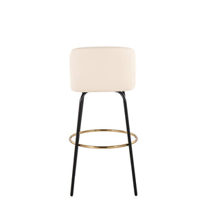 Toriano - Contemporary Fixed Height, Barstool With Swivel & Round Footrest (Set of 2)