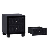 Elegant Velvet Nightstand with 2 Drawers and Crystal Handles