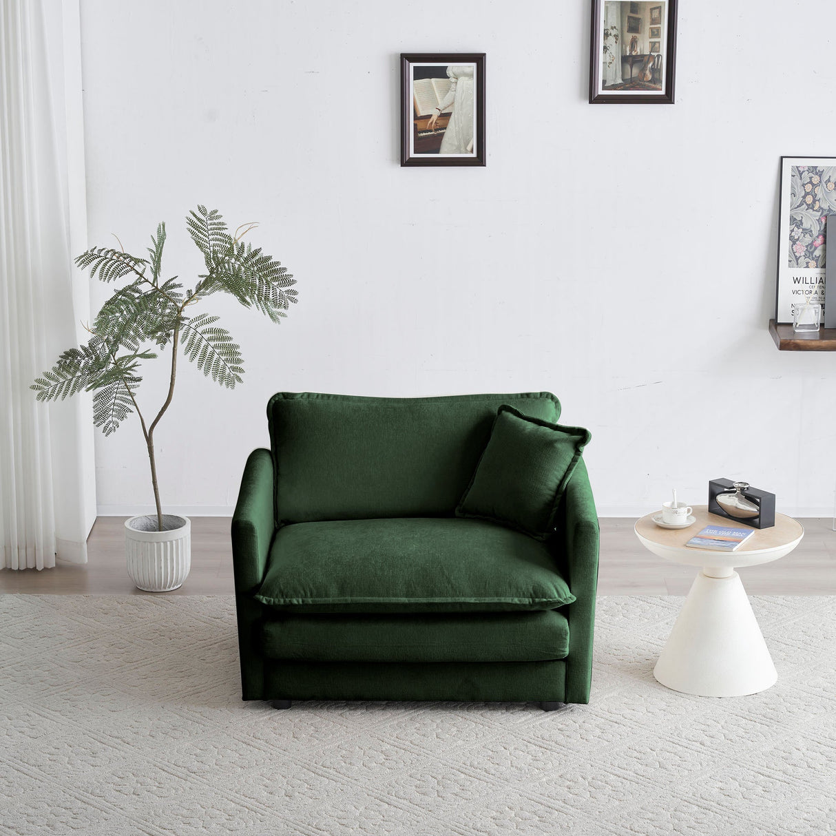 2-Piece Upholstered Sectional Sofa Set in Green Chenille