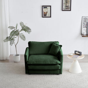 2-Piece Upholstered Sectional Sofa Set in Green Chenille