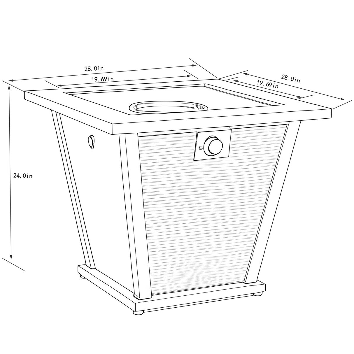 28' Propane Gas Fire Pit Table50000 BTU Square Steel Fire Pit -Brown