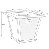 28' Propane Gas Fire Pit Table50000 BTU Square Steel Fire Pit -Brown