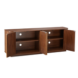 Sideboard Storage Cabinet TV Stand with Wave Pattern in Walnut