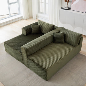 Compression Sectional Couch With Comfy Chaise, Boneless L Shape Sofa With Deep Seat