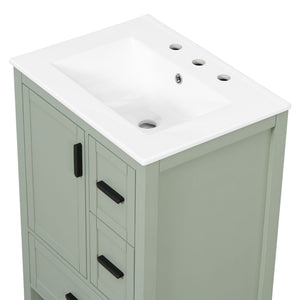 Bathroom Vanity With Sink, Soft-Close Doors, Double-Layer Shelf And 3 Drawers