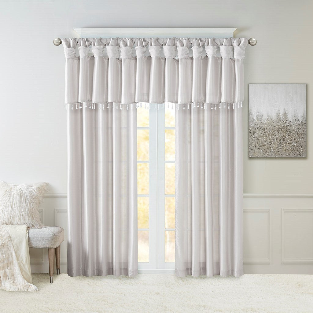 Twist Tab Lined Window Curtain Panel Silver 50x108"