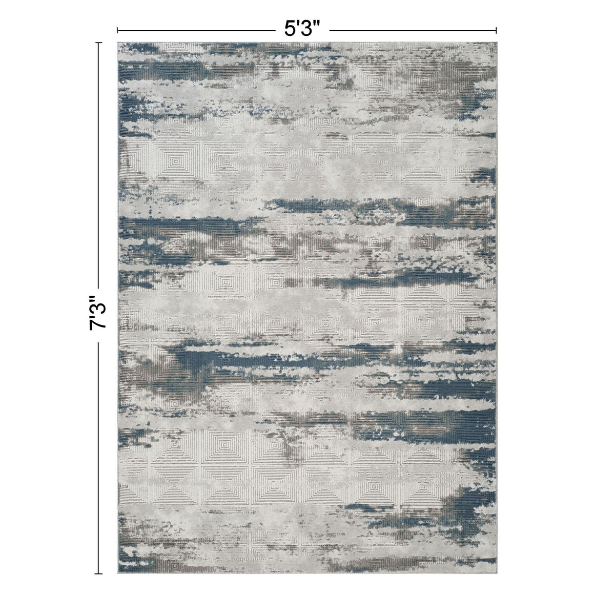 Geometric 3D Effect Area Rug - Gray / Ivory, 5'3" x 7'3"
