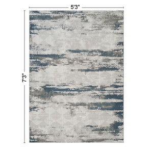 Geometric 3D Effect Area Rug - Gray / Ivory, 5'3" x 7'3"