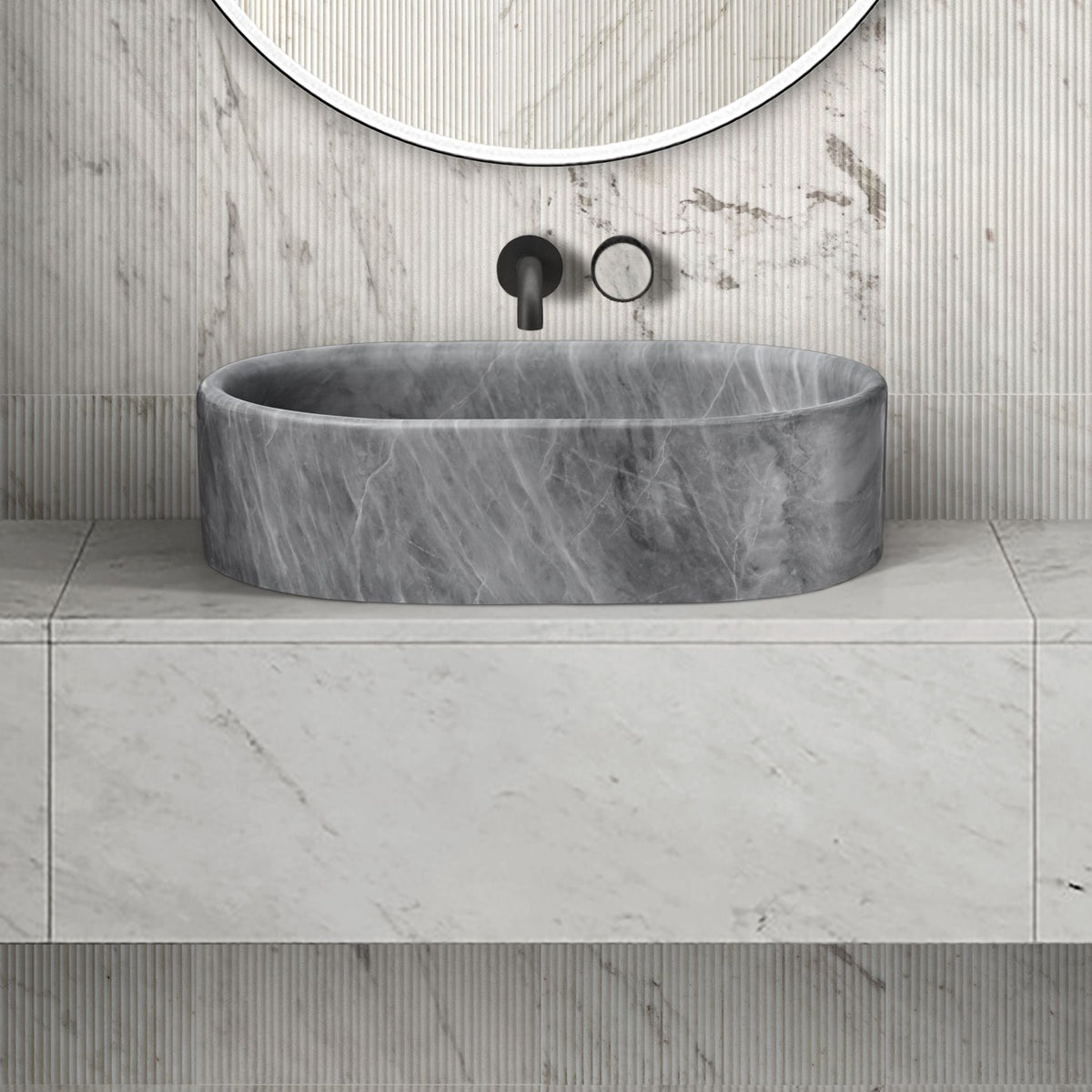 Bathroom Vessel Sink, Semi Polished Surface
