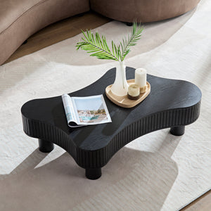 42.52 Inch Modern Wooden Handcraft Drum Coffee Table Black