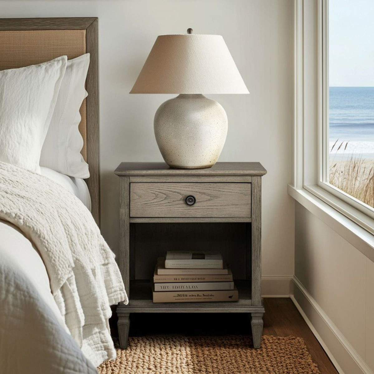 Victoria Nightstand with Open Storage - French Design - Multiple Colors