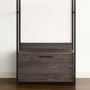 Dark Brown Walk-In Closet with Three Drawers and Shelf - Spacious, Eco-Friendly Storage