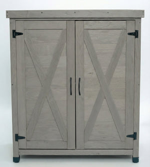 Potting Bench with Storage Cabinet and Metal Table Top