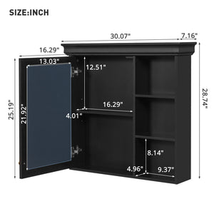 Wall Mounted Bathroom Medicine Cabinet With Mirror And Adjustable Storage With Soft Close Hinges