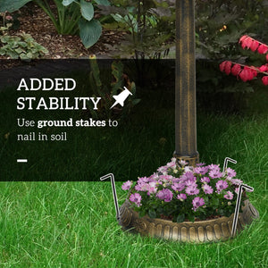 Outsunny 28' Antique Bronze Bird Bath with Pedestal Flower Planter Base