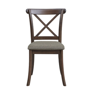 Wooden X Back Dining Chairs Set of 2 Modern Fabric Upholstered
