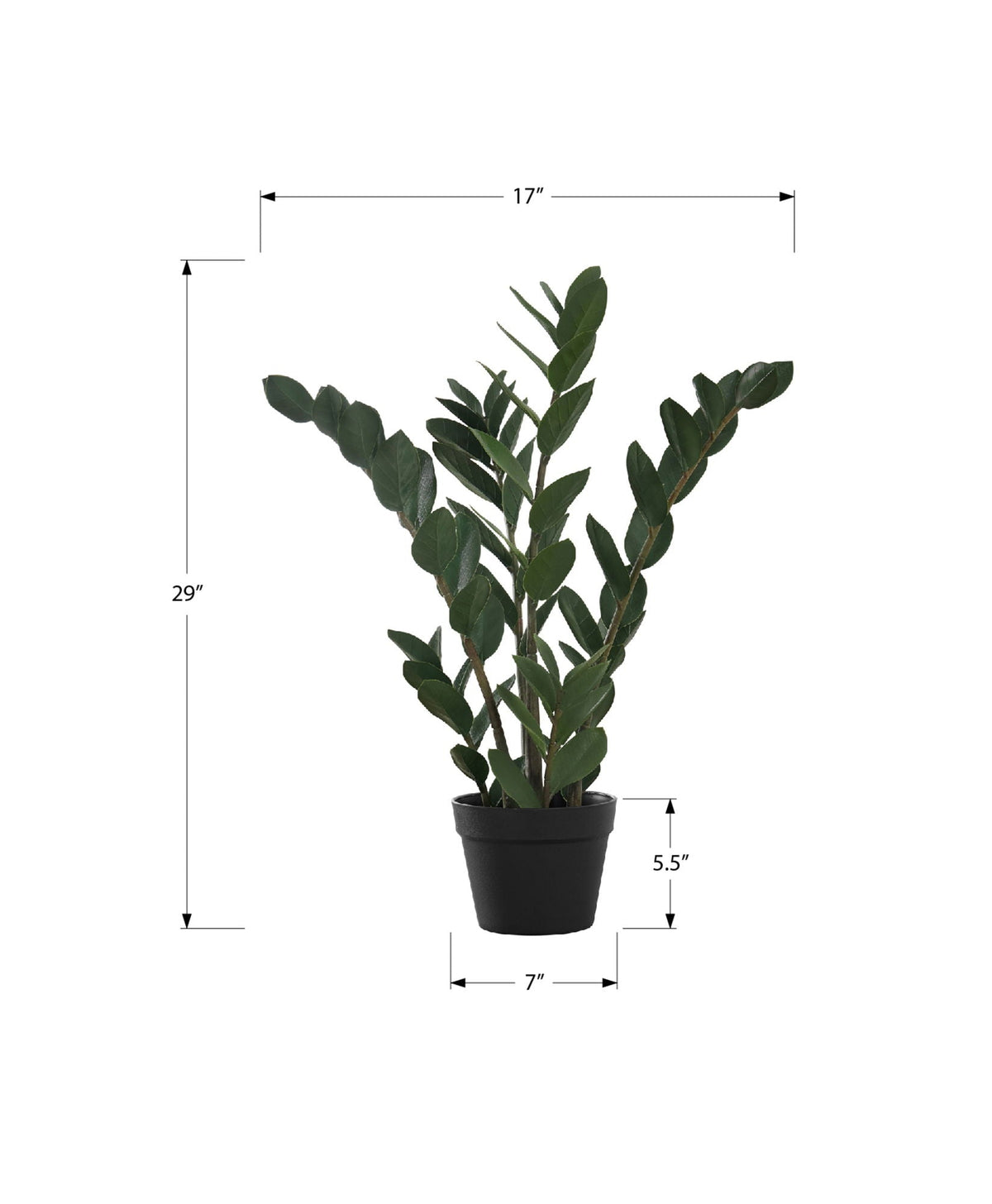 29" Tall, Artificial Plant, Zz Tree, Indoor, Faux, Fake, Floor, Greenery, Potted, Real Touch, Decorative - Green / Black