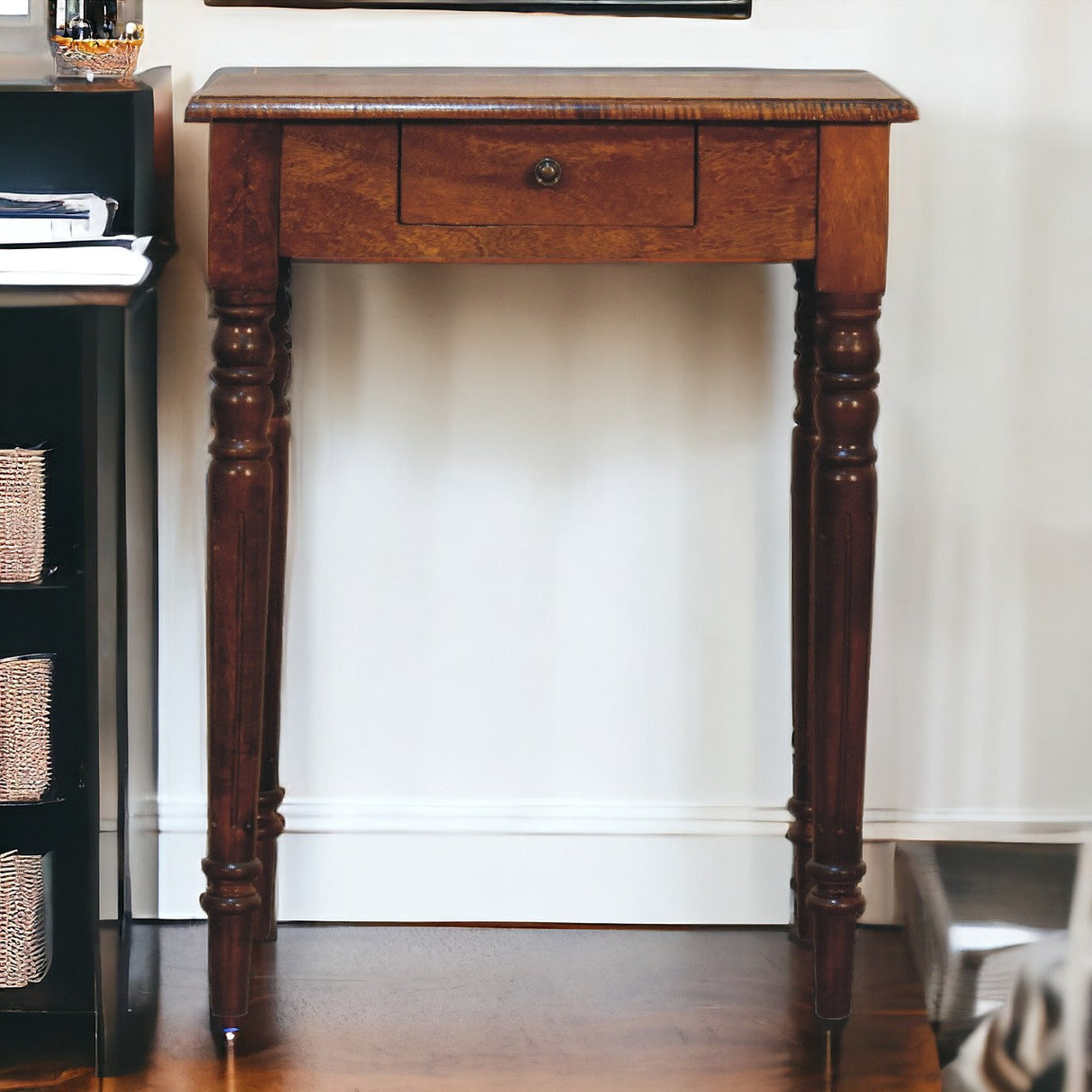Artisan Furniture Solid Wood Chestnut Turned Leg Writing Desk, 1-Drawer