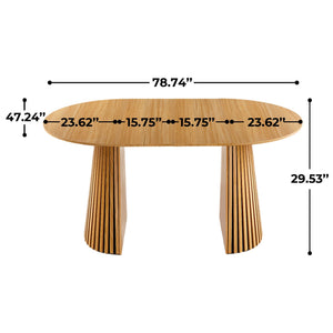 Extendable Pedestal Multifunctional Dining Table - Oak