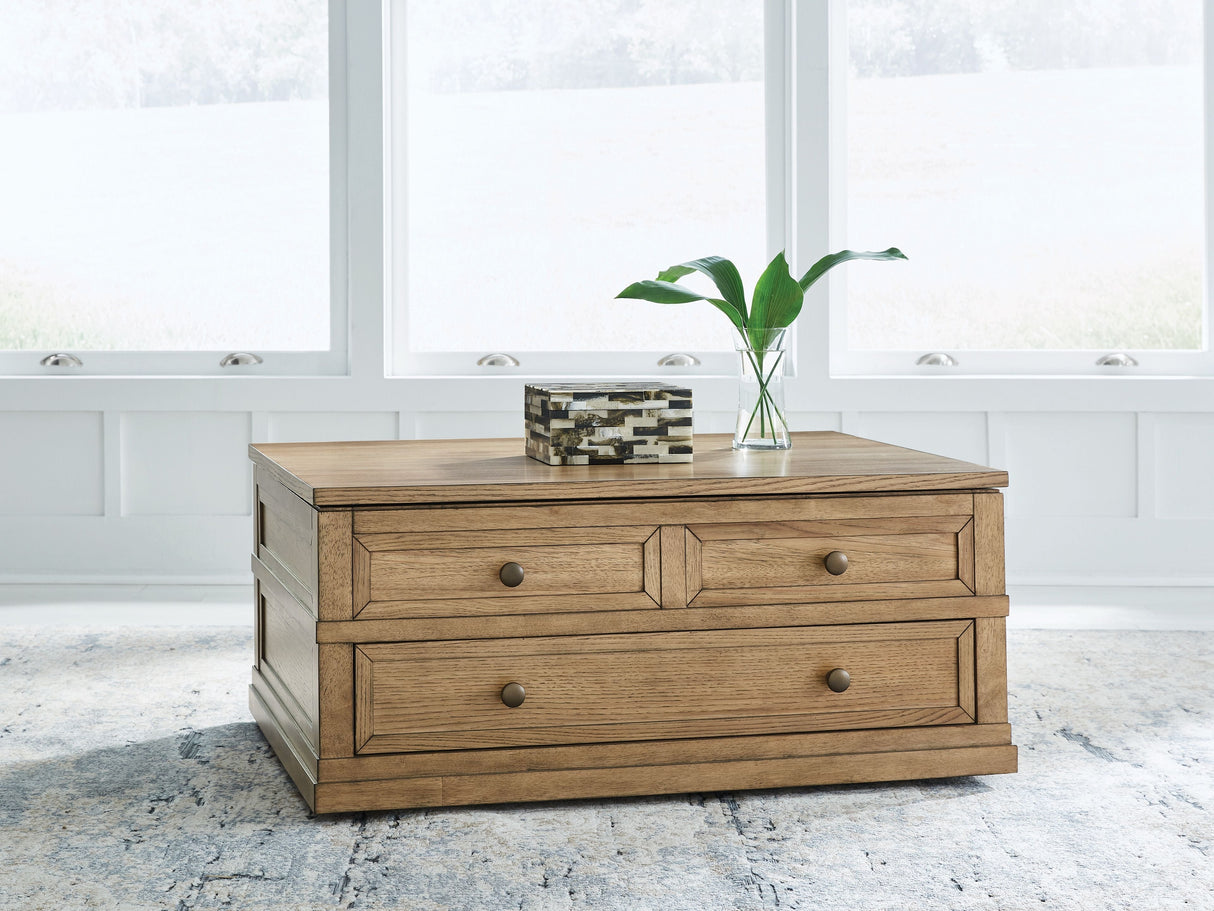 Sharlance - Lift Top Cocktail Table - Light Brown