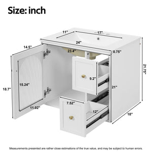 Wall-Mounted Bathroom Vanity Set with Ceramic Sink and Soft-Close Drawers - Black, Beige, or White
