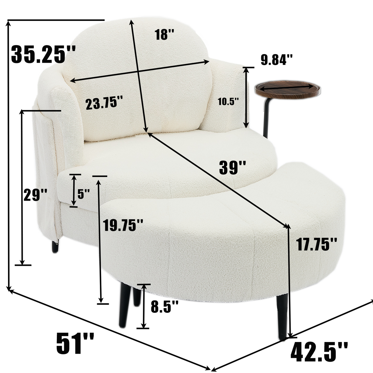 42.5' Single Sofa Chair in White