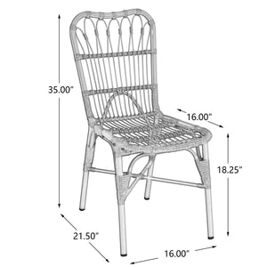 7-Piece Outdoor Dining Set for 6 with Acacia Wood Table & Rattan Chairs