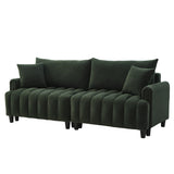 83'' Futon Sofa Bed with Polyester Fabric and 2 PillowsDark Green