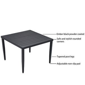 Outdoor Patio Dining Table With Tapered Feet & Umbrella Hole