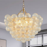 23.6-Inch Gold Pendant Light Chandelier with Threaded Clear Glass Globe Shade