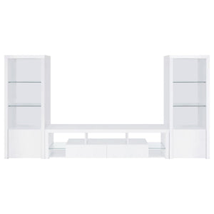 Lance - 3 Piece TV Entertainment Center With Shelves - Gloss White