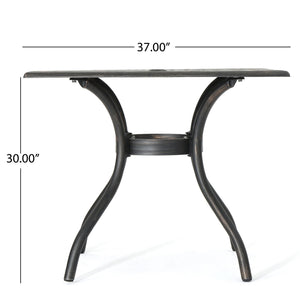 Enchantia Outdoor Square Dining Table with Weave Tabletop and Flared Legs - Copper