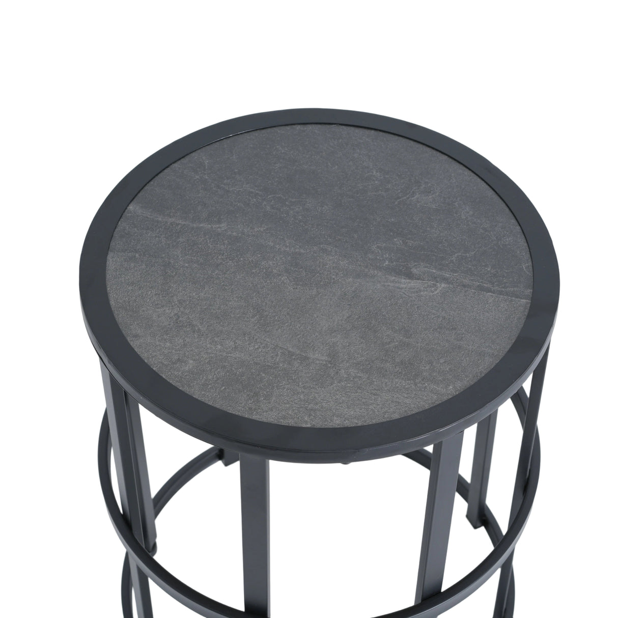 Ceramic Tile Side Table with Powder Coated Iron Frame