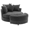 360° Swivel Accent Barrel Chair With Storage Ottoman & 4 Pillows, Modern Leisure Chair Round Accent For Living Room