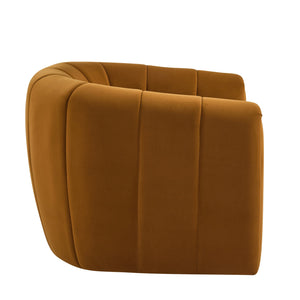 Modern Swivel Club Chair with Premium Velvet Tub Design in Dark Yellow
