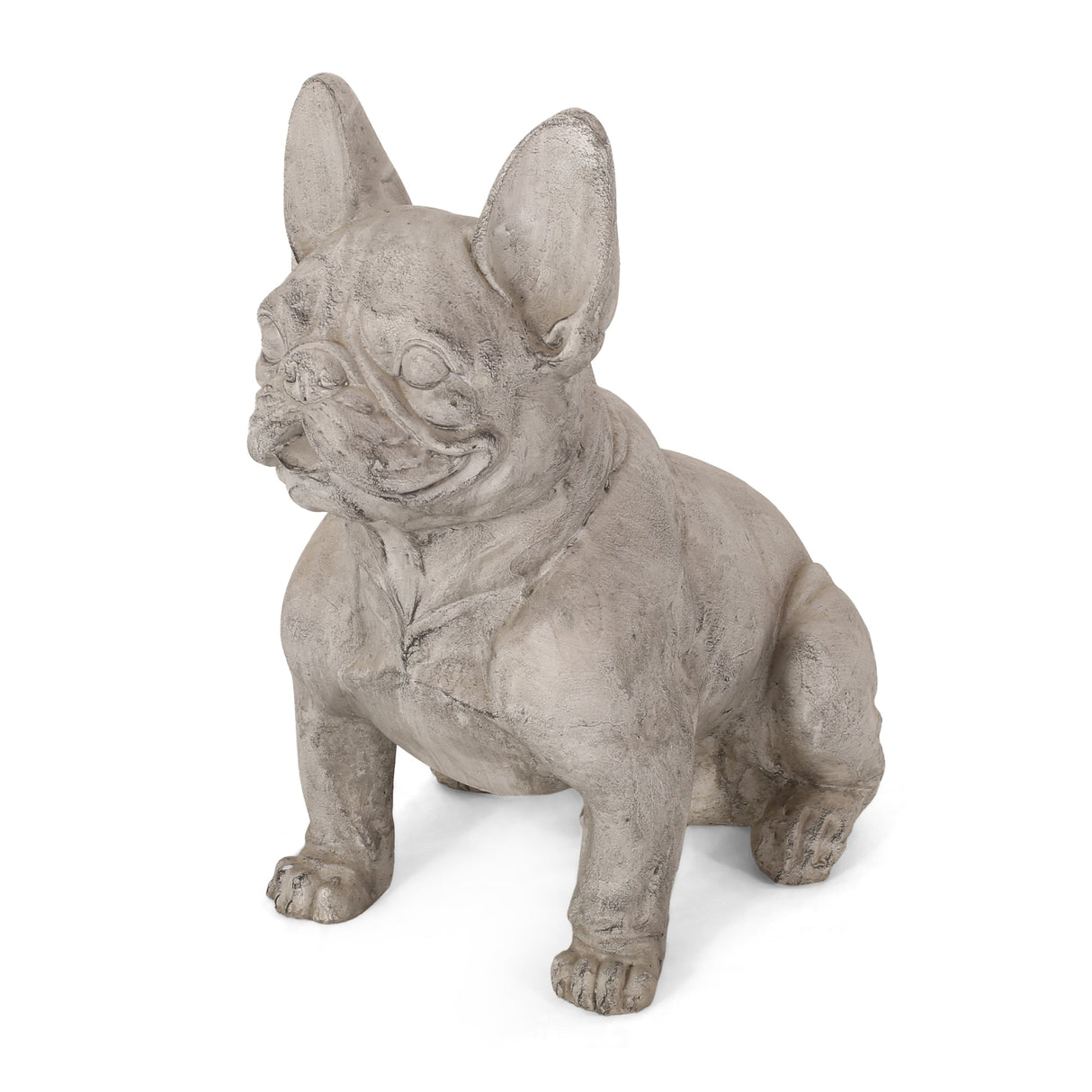 Dog Garden Sculpture, Outdoor French Bulldog Garden Statue, Rustic White