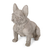 Dog Garden Sculpture, Outdoor French Bulldog Garden Statue, Rustic White