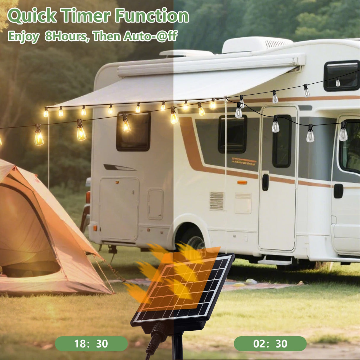 100 FT Solar String Lights Waterproof with Remote & USB Port