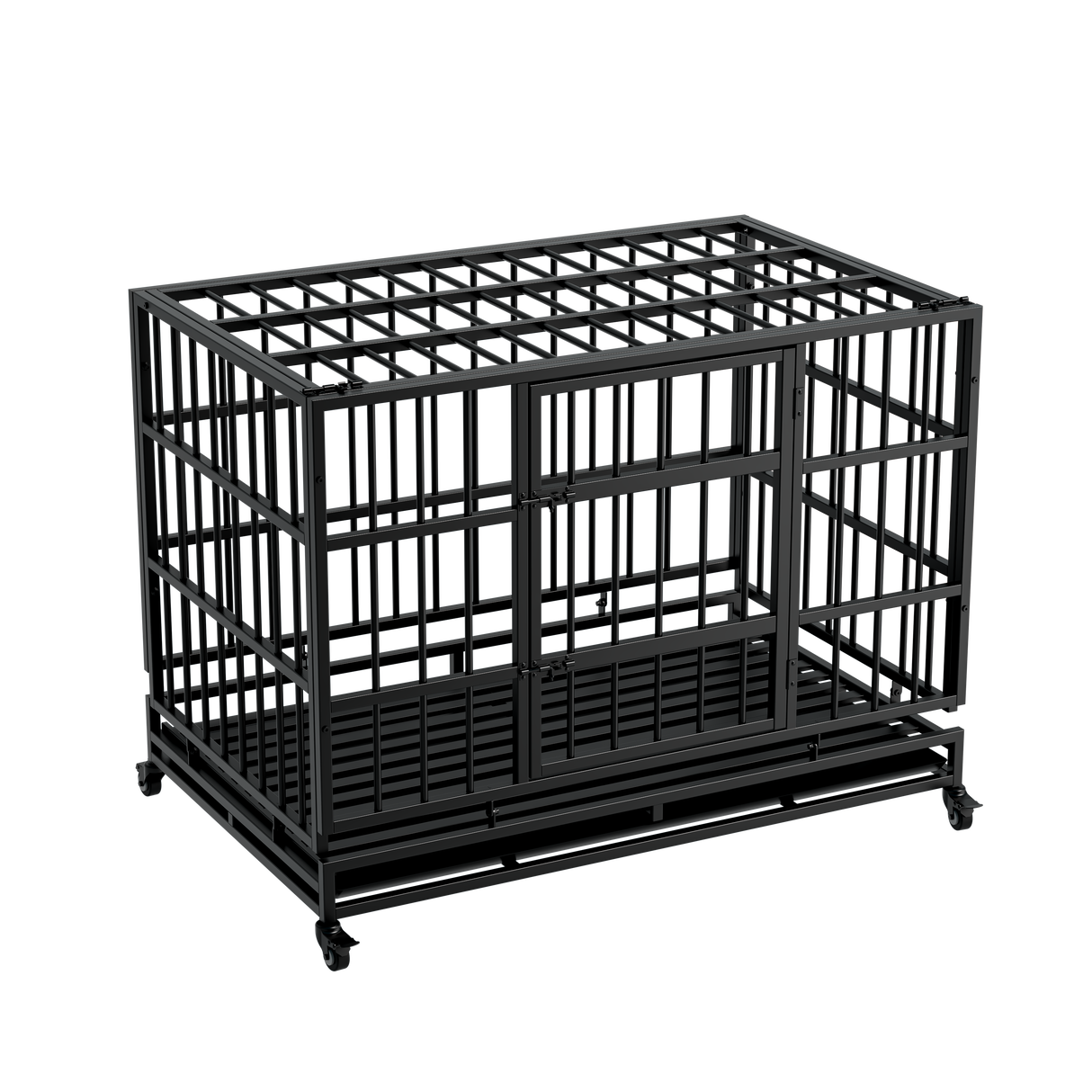 48 Inch Heavy Duty Indestructible Dog Crate with Wheels