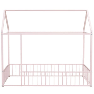 Metal Bed House Bed Frame With Fence