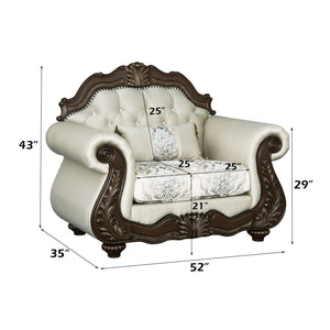 Pierce - Chair With Pillow - Beige Fabric & Cherry