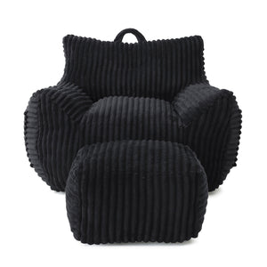 Giant Bean Bag Chair With Armrests And Footstool