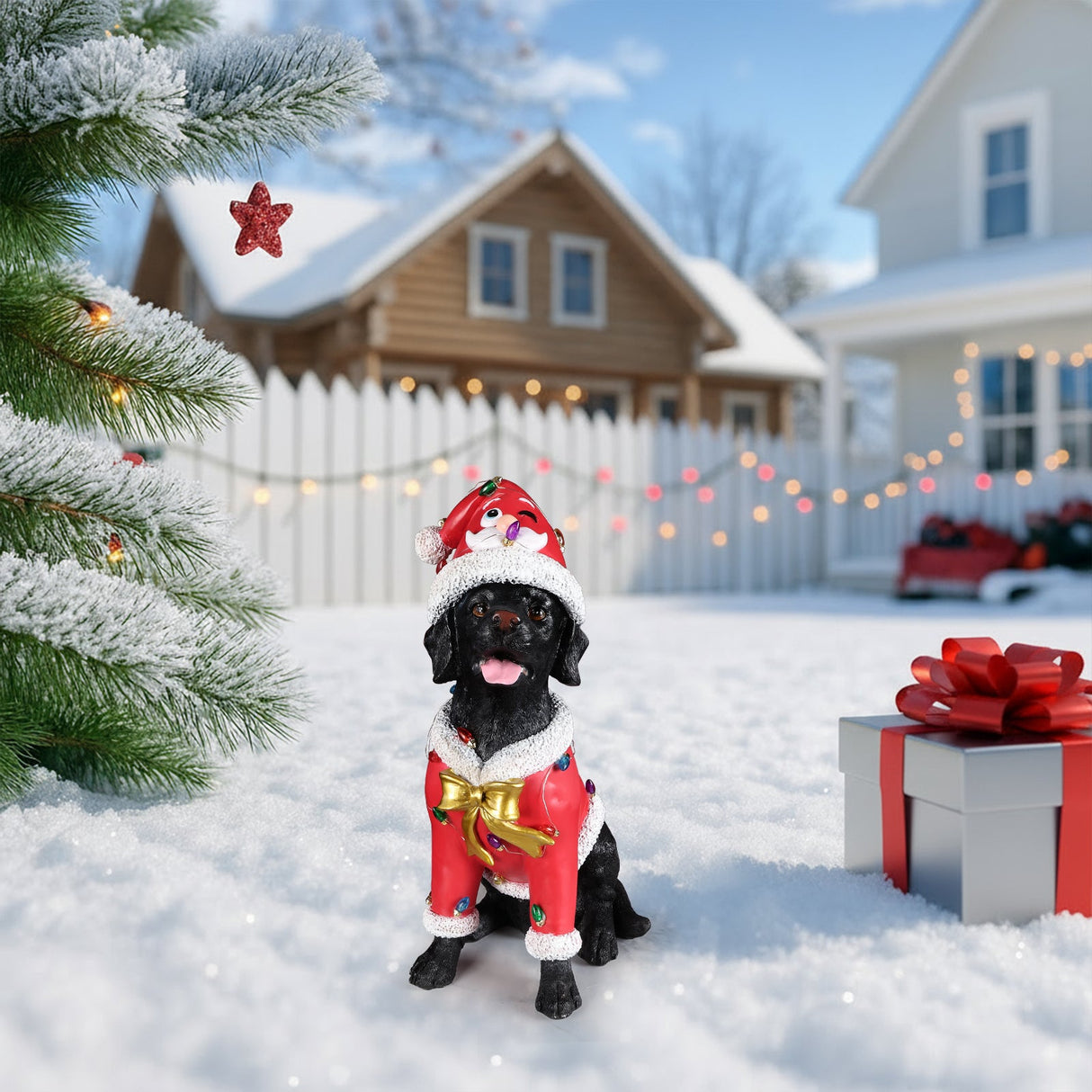 Festive Labrador Christmas Statue