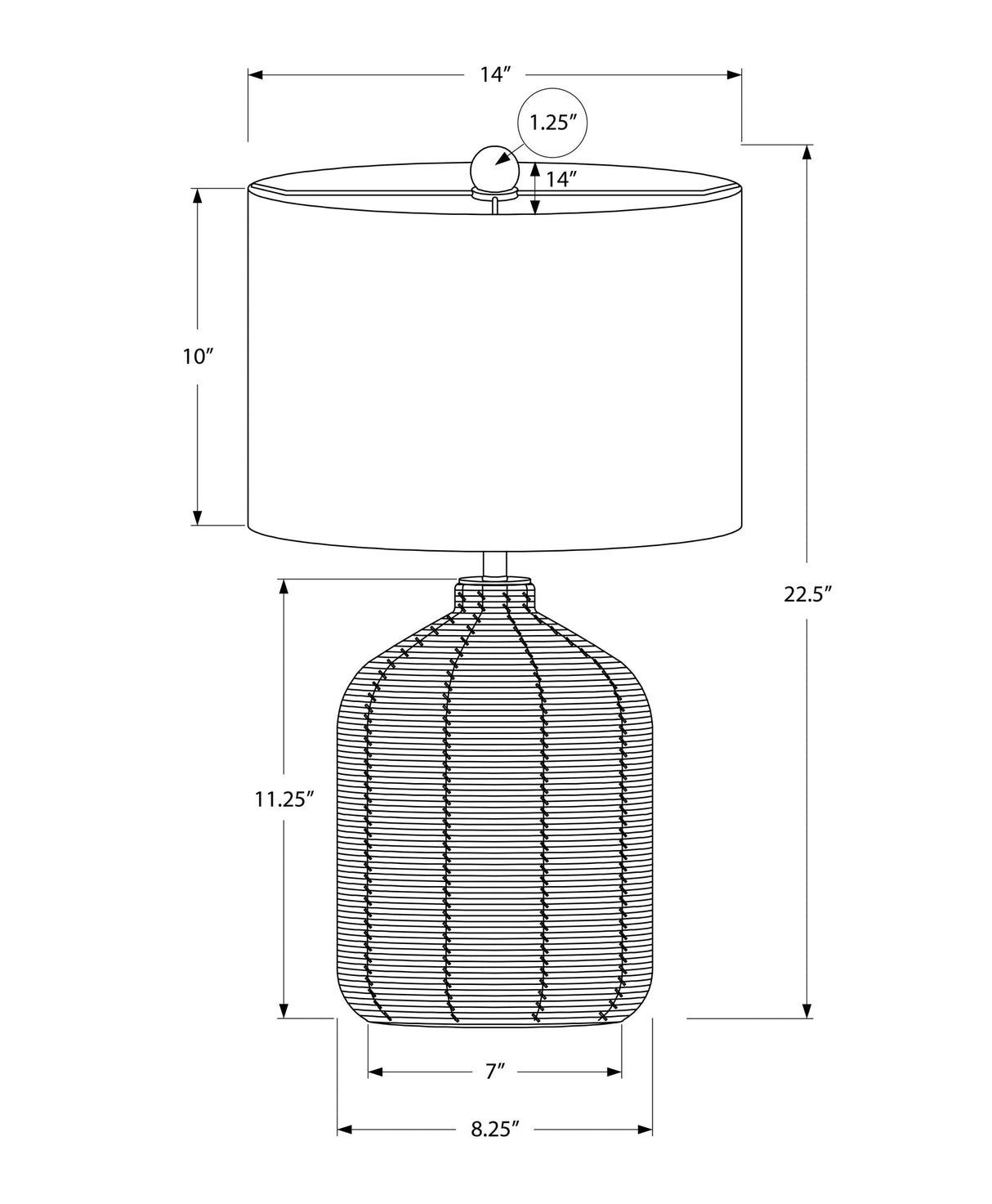 Captions 23" Table Lamp with Rattan Base and Linen Drum Shade