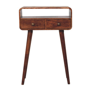 Solid Wood Mini Curved Honey Console Table