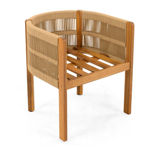 Outdoor Dining Set with Acacia Wood Table and 4 Chairs - Beige