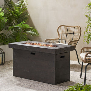 Custer - Rectangular Fire Pit 50, 000 Btu Magnesium Oxide - Brown