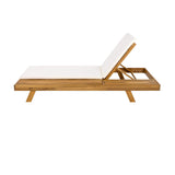 Lounge Chaise Set, Acacia Wood with Water-Resistant Cushions