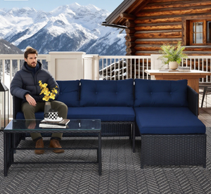 Loveseat Sofa Chaise Lounge Coffee Table Patio Furniture Set